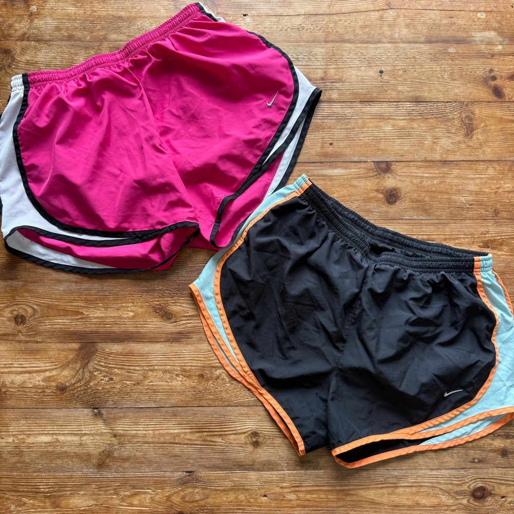 2 Nike Dri-FIT Tempo Running Shorts Bundle Womens Large Pink Black 2 Pairs EUC